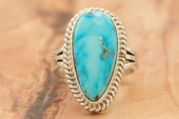 Genuine Kingman Turquoise Sterling Silver Native American Ring